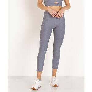 Varley Heathered Gray Everett Tight Activewear Cropped Leggings